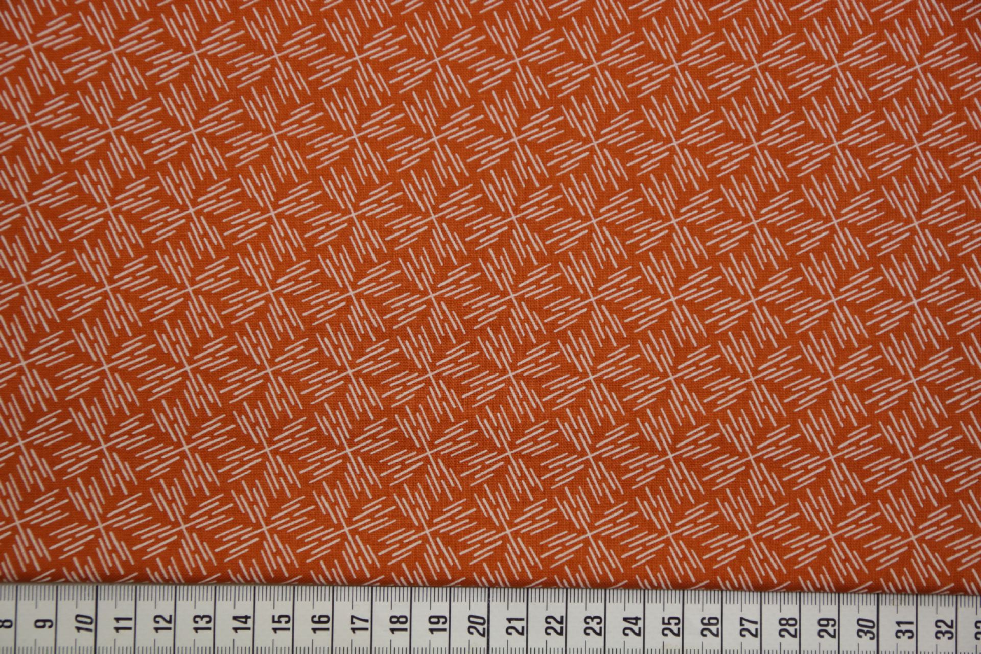 quiltstof-Warm oranje met streepjesmotie