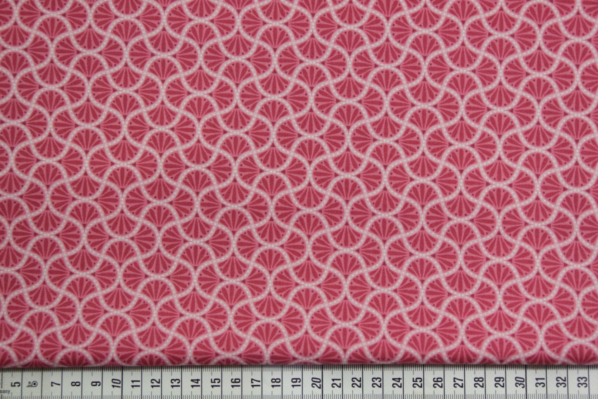 quiltstof-Donkerroze met palmbladeren mo