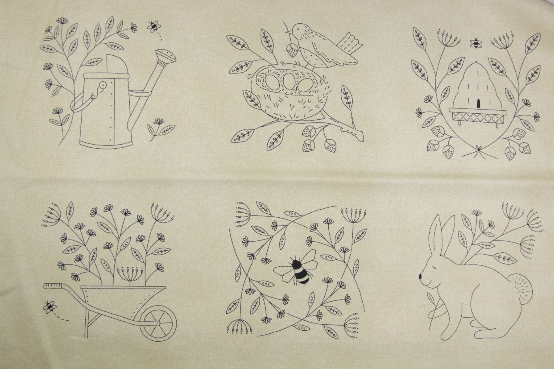 Quiltstof-panel-Ecru-panel-Bloom and Gro