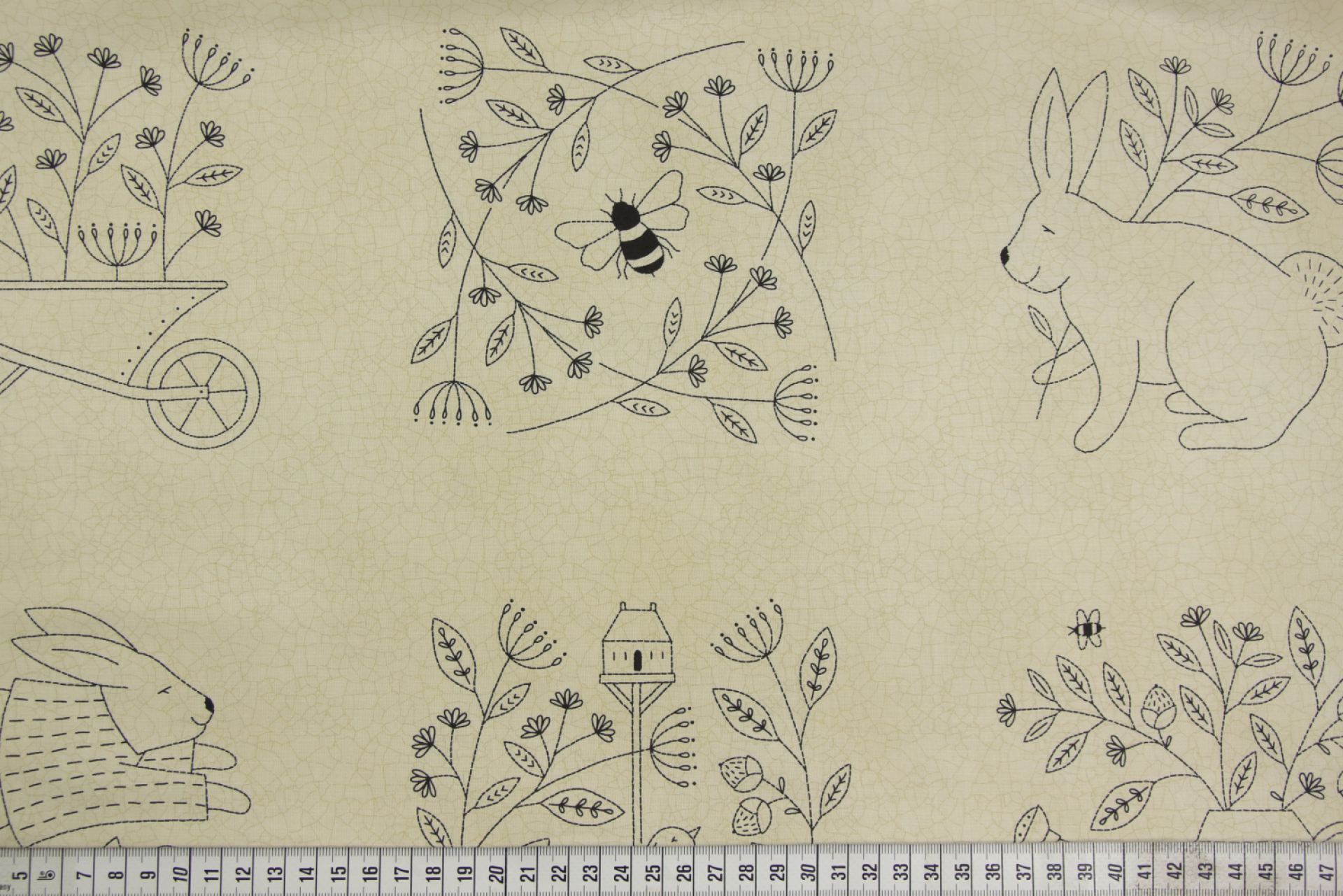 Quiltstof-panel-Ecru-panel-Bloom and Gro