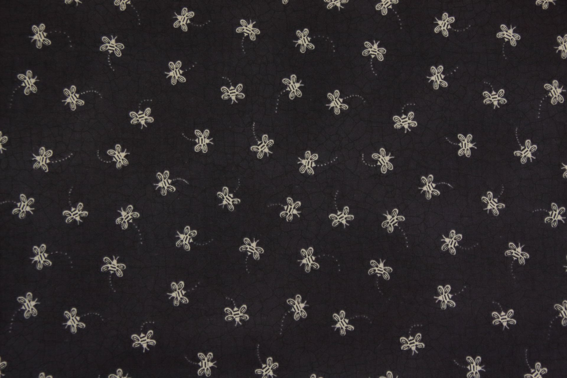 quiltstof-Zwart-ecru bijtjes-Moda-Moda F