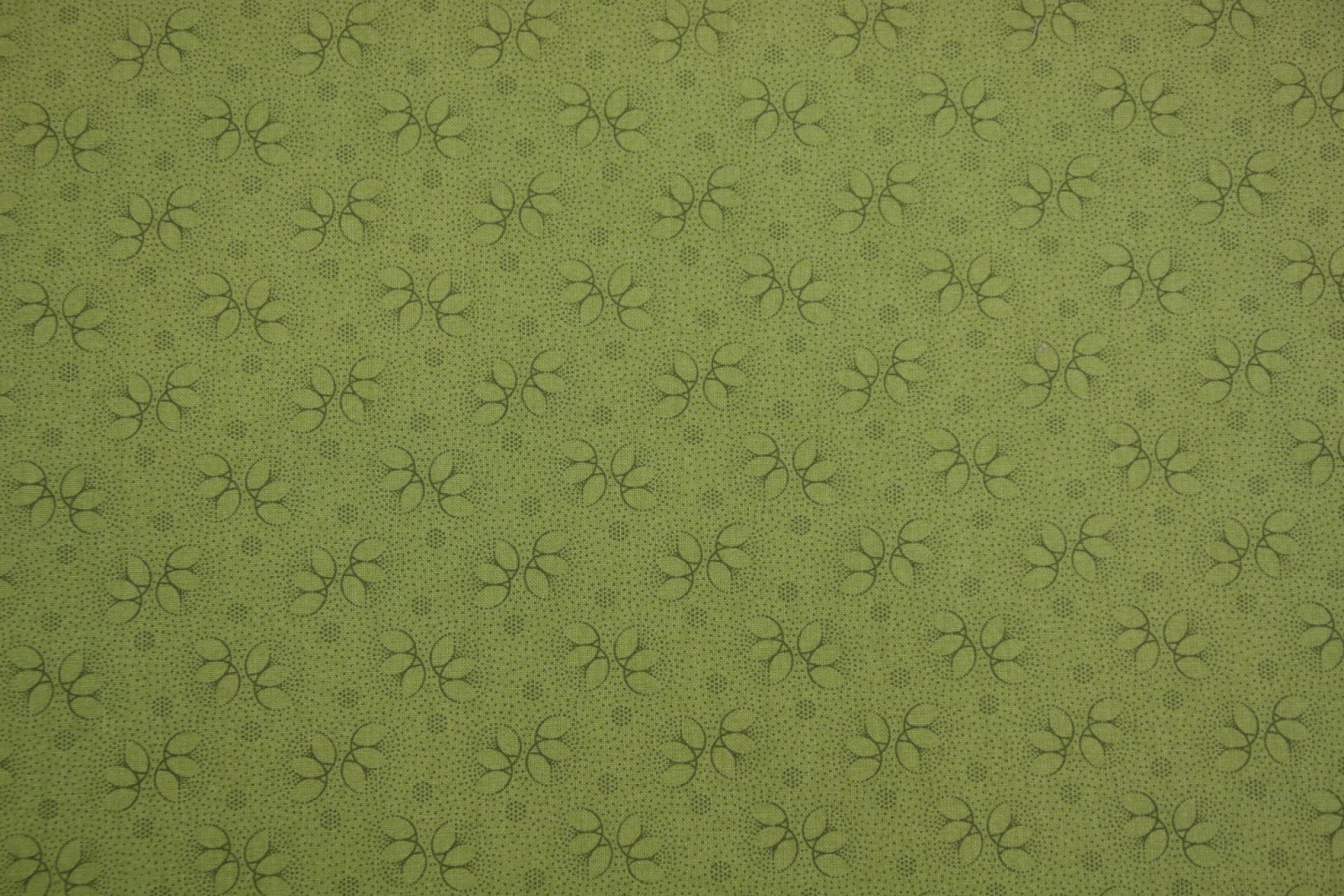 quiltstof-Hardgroen met blaadjes-Moda Fa