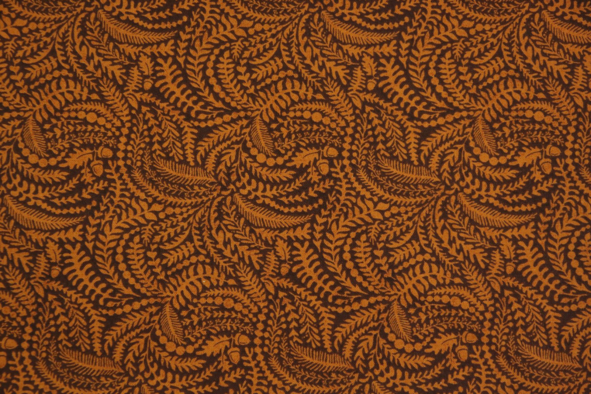 quiltstof-Donkerbruin met bladeren en ei