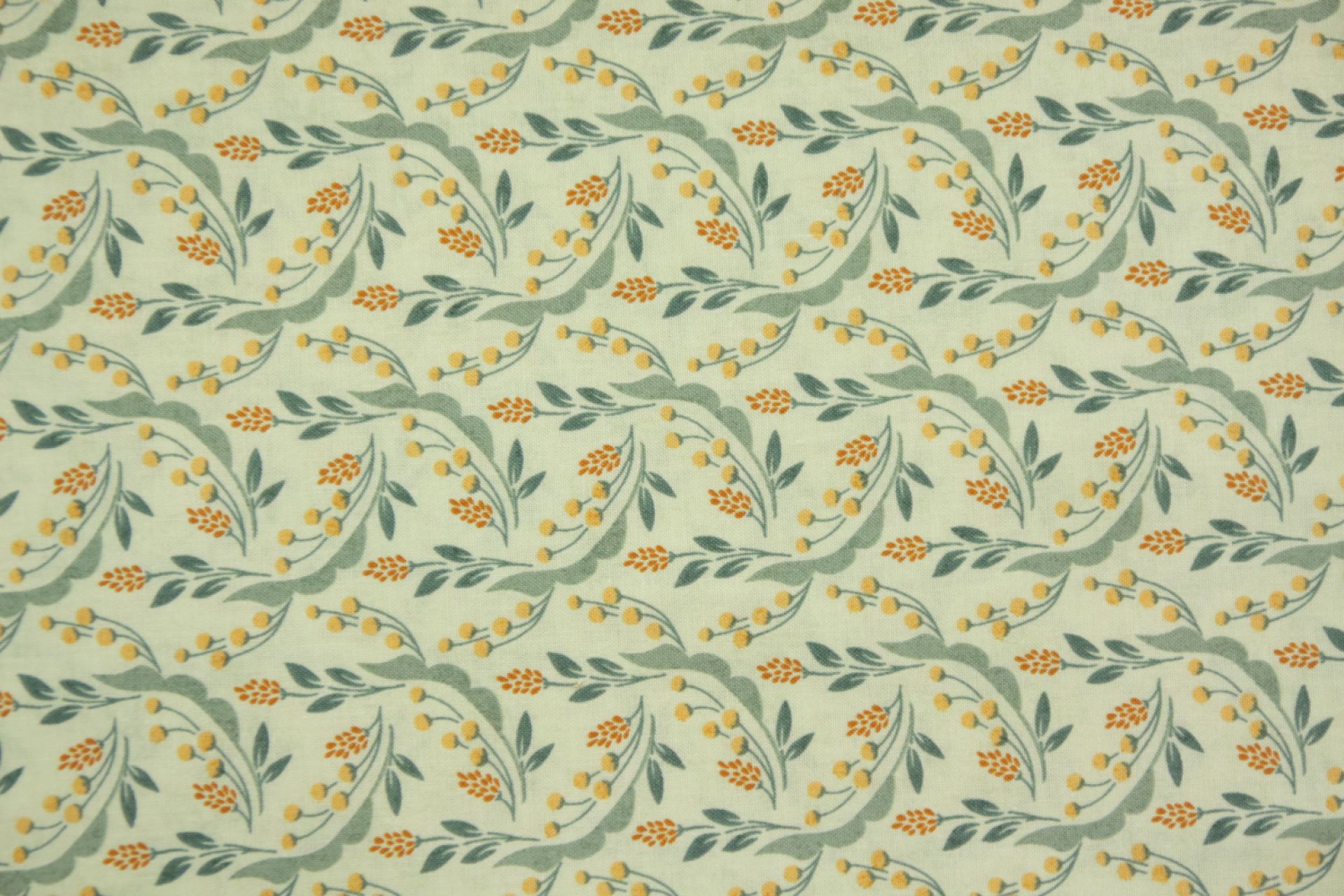 quiltstof-Licht zeegroen met mimosa- Bas