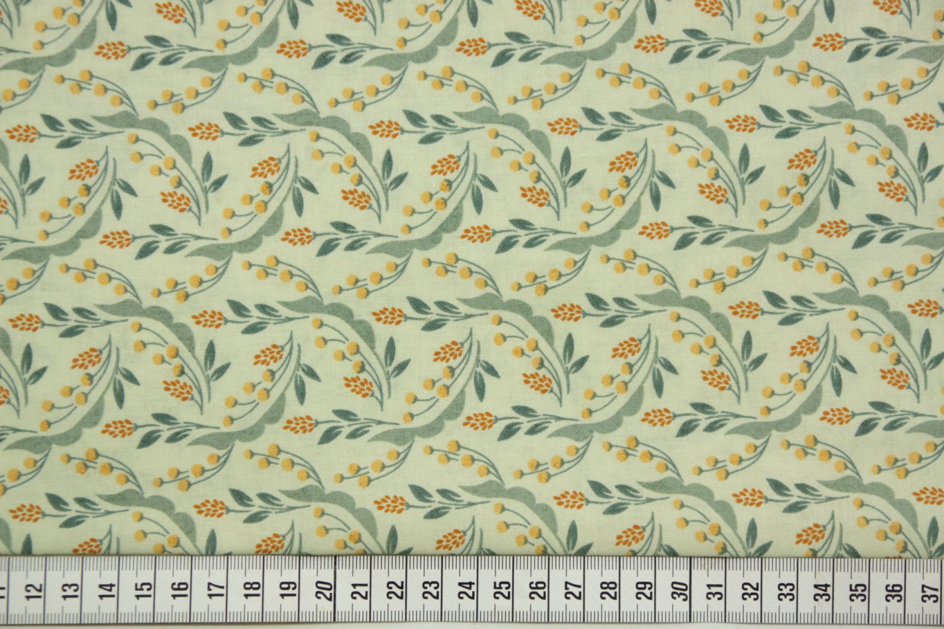 quiltstof-Licht zeegroen met mimosa- Bas