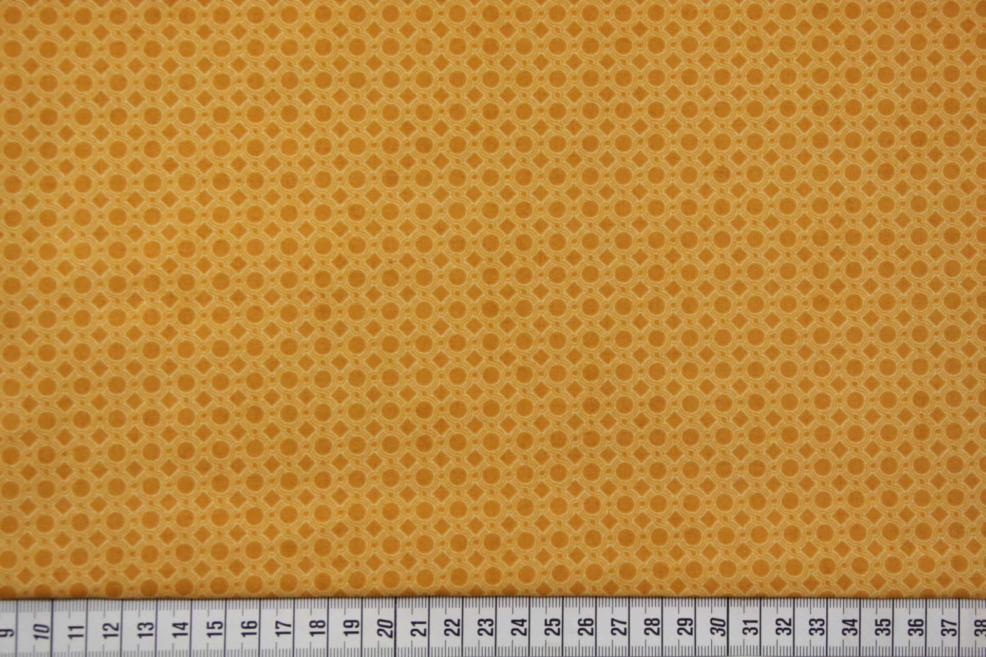 quiltstof-Licht okergeel met stip-en rui