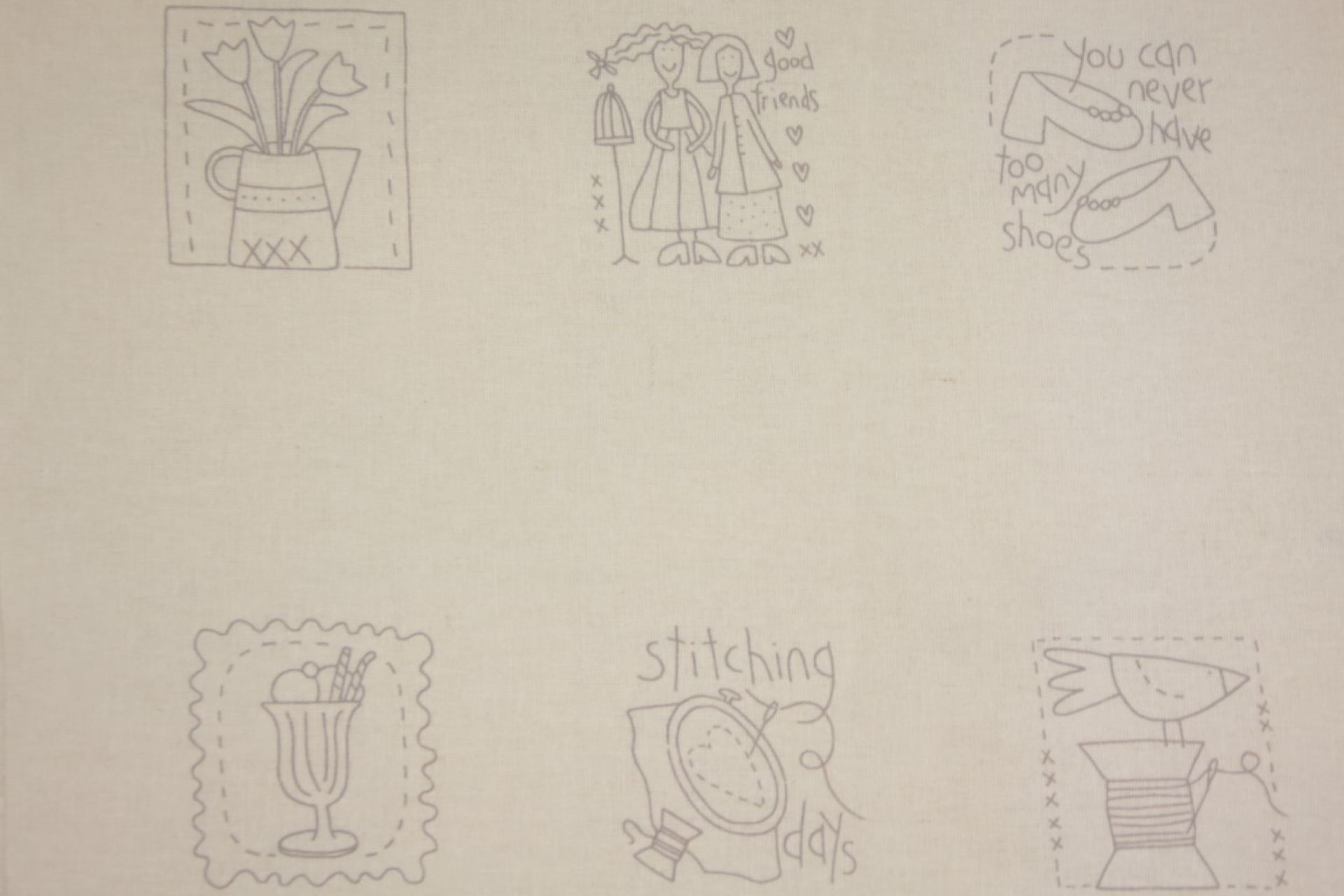 quiltstof- stitchery panel -Ecru-panel-H