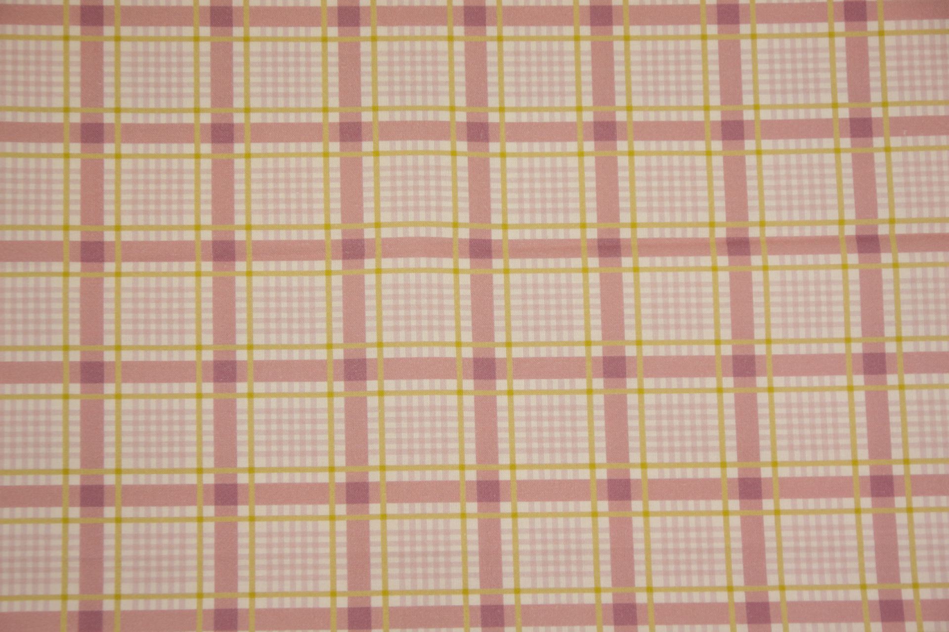 quiltstof-Ivoor, ruit in engels roze en