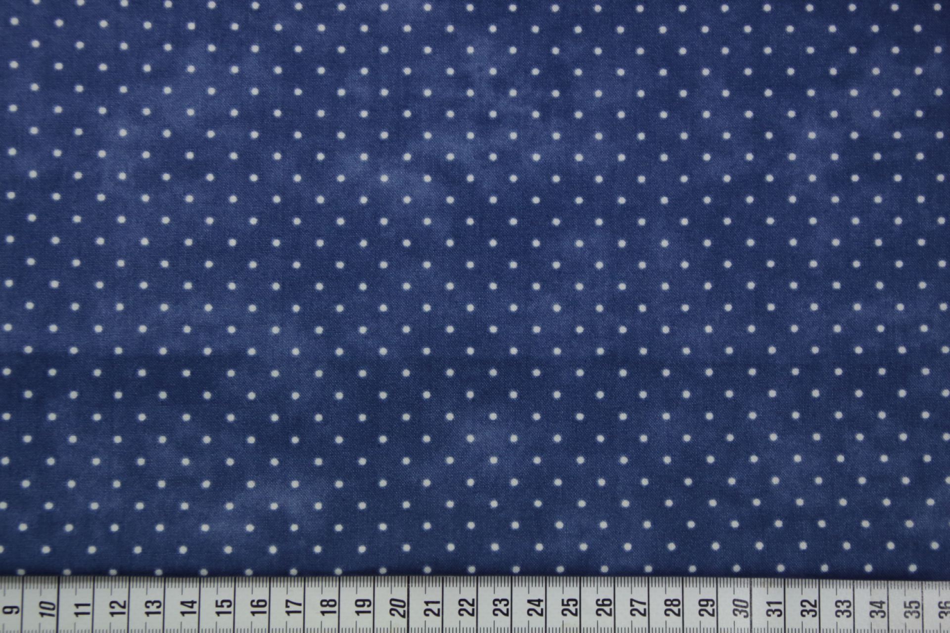 quiltstof-Blauw met witte stipjes-Maywoo