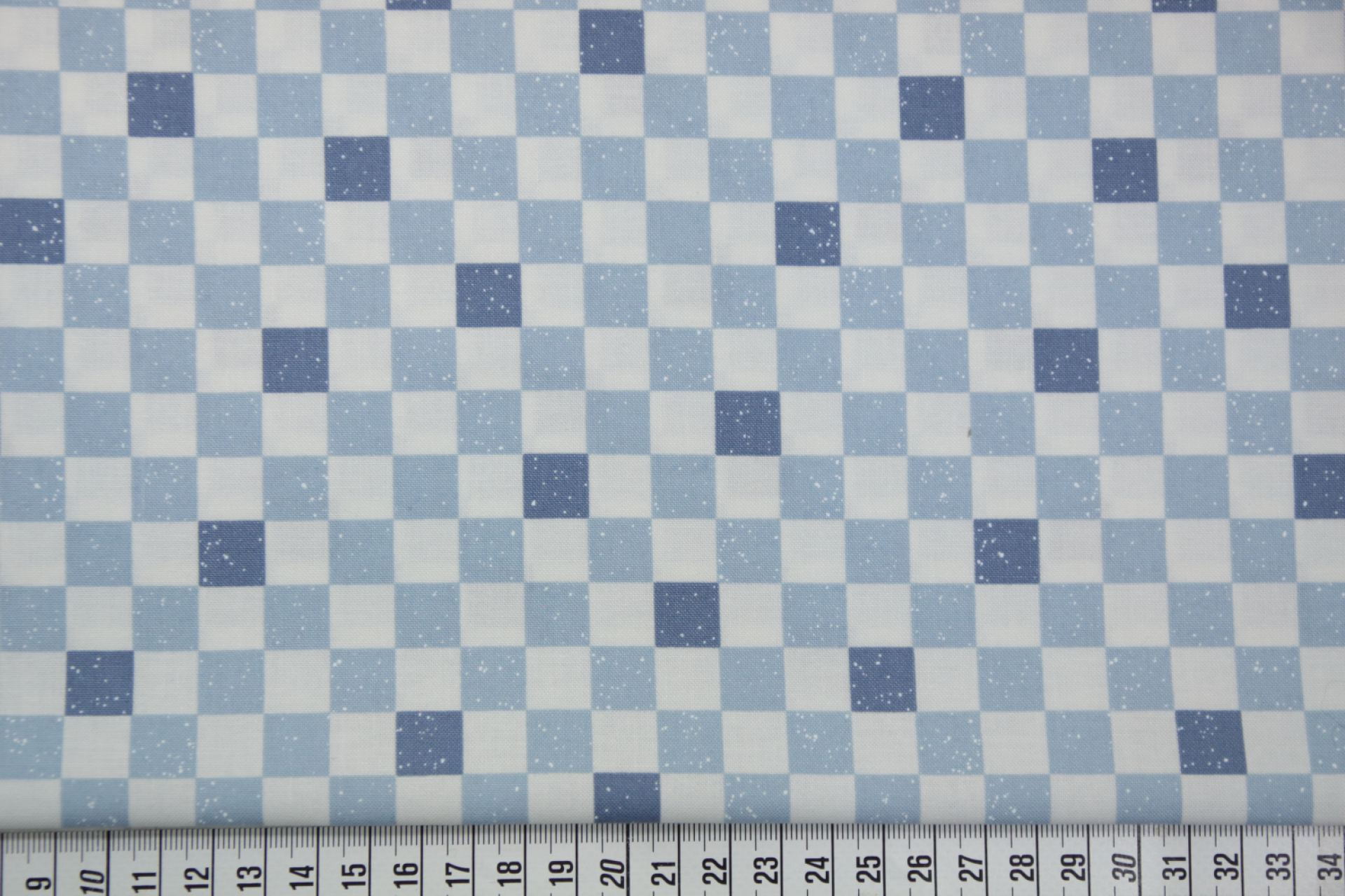 quiltstof-Ivoor met blauw ruitje-Moda-Mo