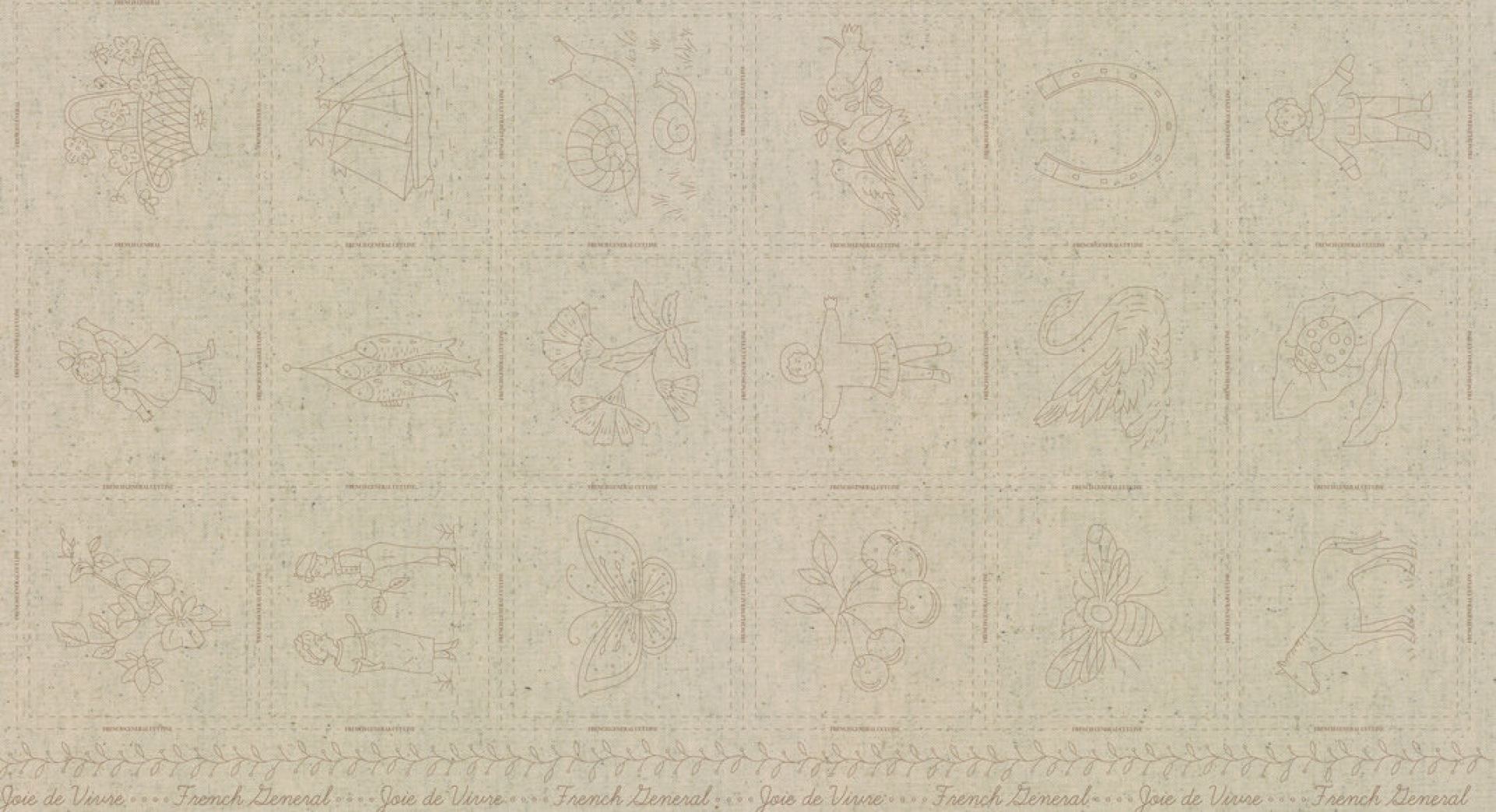 quiltstof-stitchery panel -Joie de Vivre