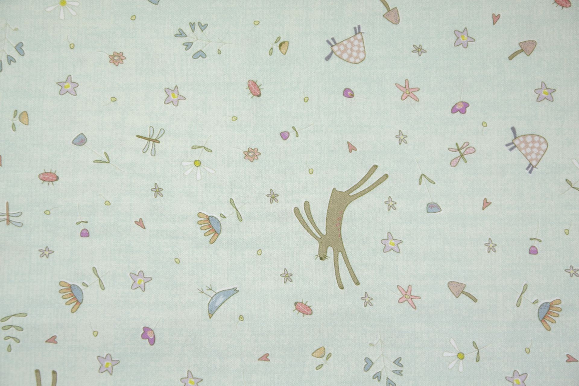 quiltstof-Licht turquoise met o