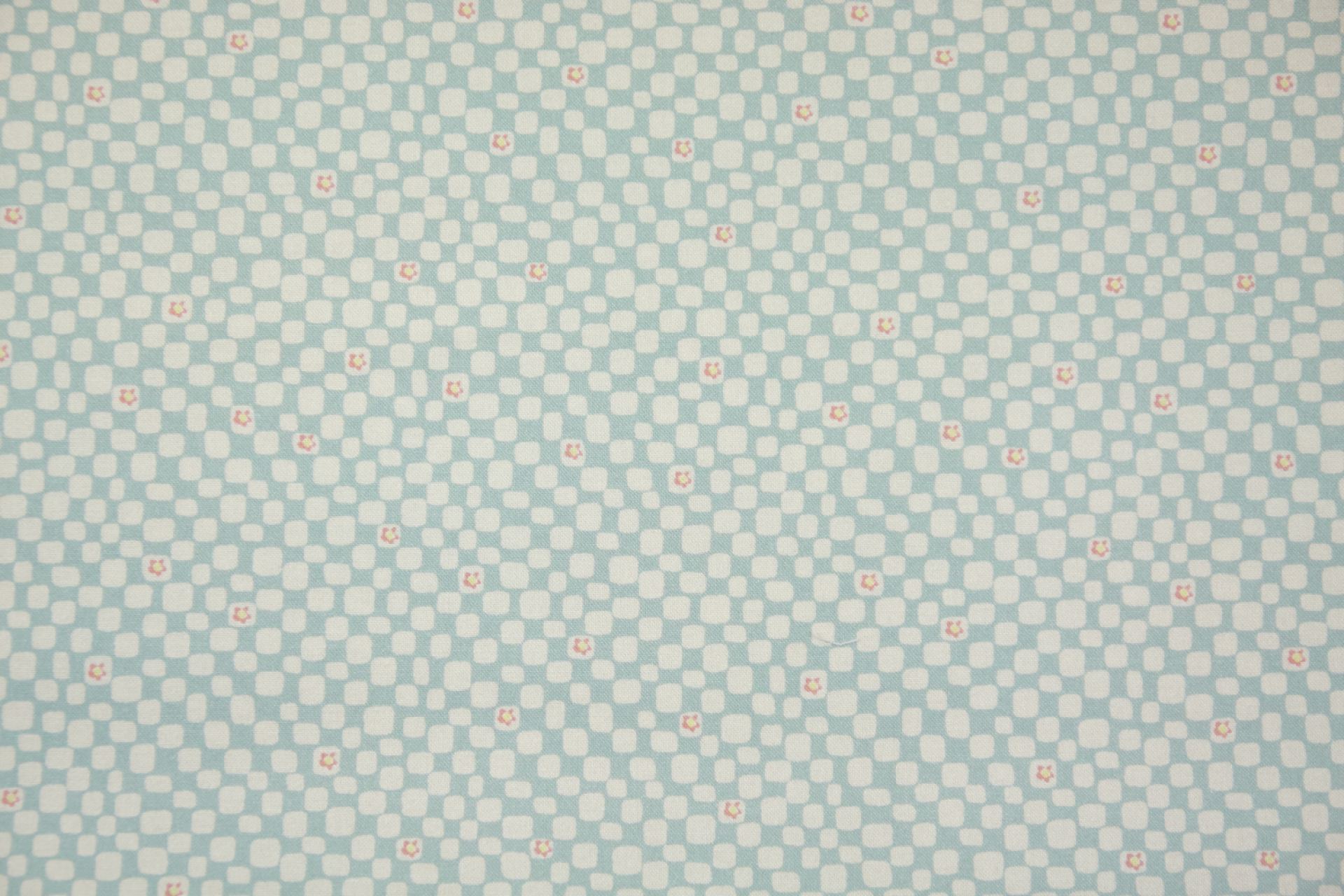 quiltstof-Ivoor met oudblauwe blokjes-De