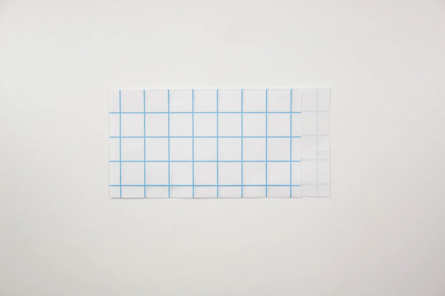 Zakje-papier-wit met blauw ruitje.